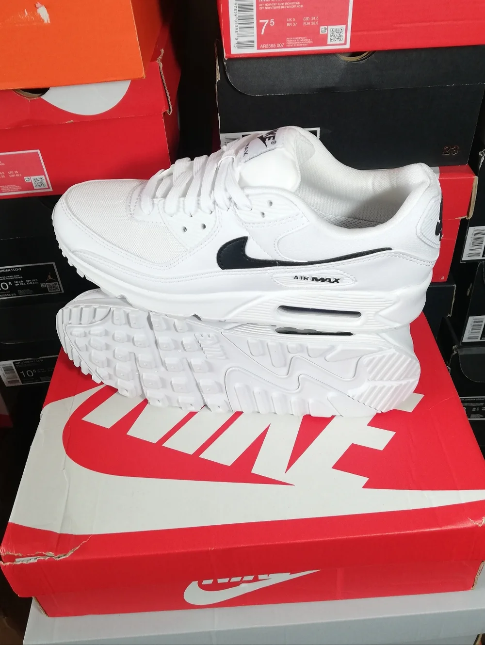 NIKE AIR MAX 90S ESSENTIAL WHITE-BLACK WOMEN US SIZE 9 BRAND NEW IN BOX - Picture 13 of 13
